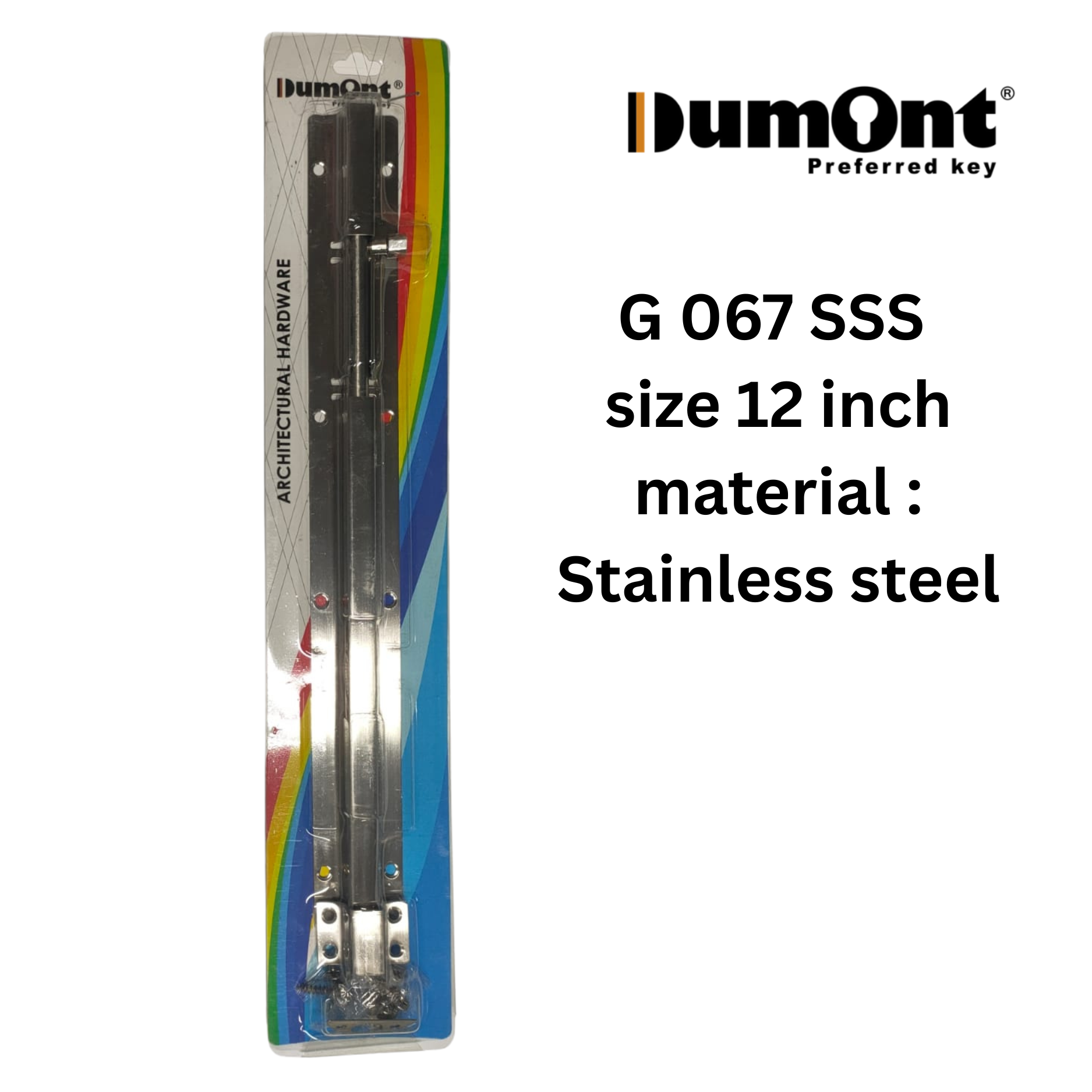 Dumont Grendel STAINLESS Ukuran 2" 3" 8" 12" Model G 067 SSS Warna Satin SS Cocok Untuk Pintu Dan Jendela Pengunci Tambahan