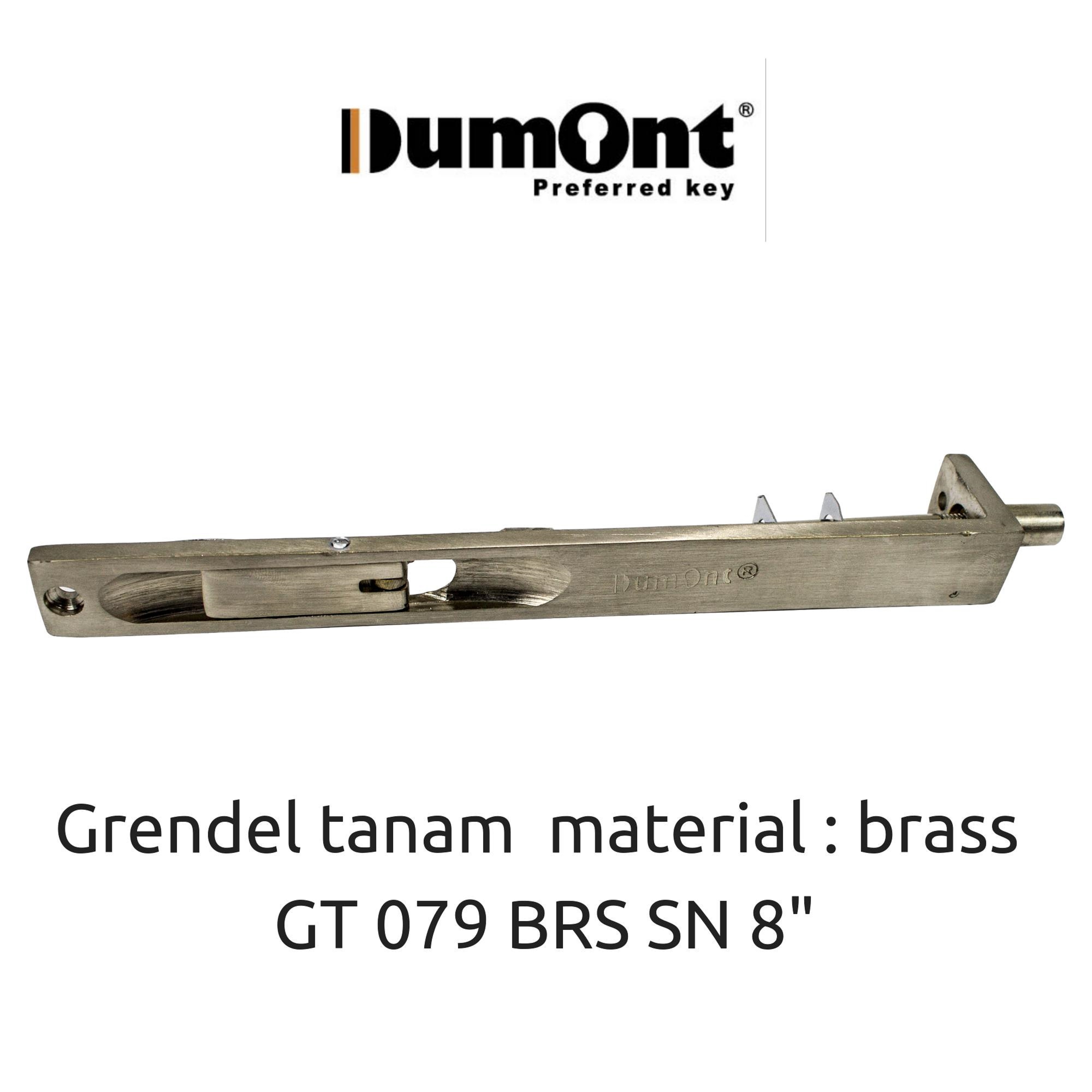 Dumont Grendel Tanam Pintu 2 Daun Double Uk 8" Brass GT 079 DUMONT Finishing Satin Nickel Material Kuningan