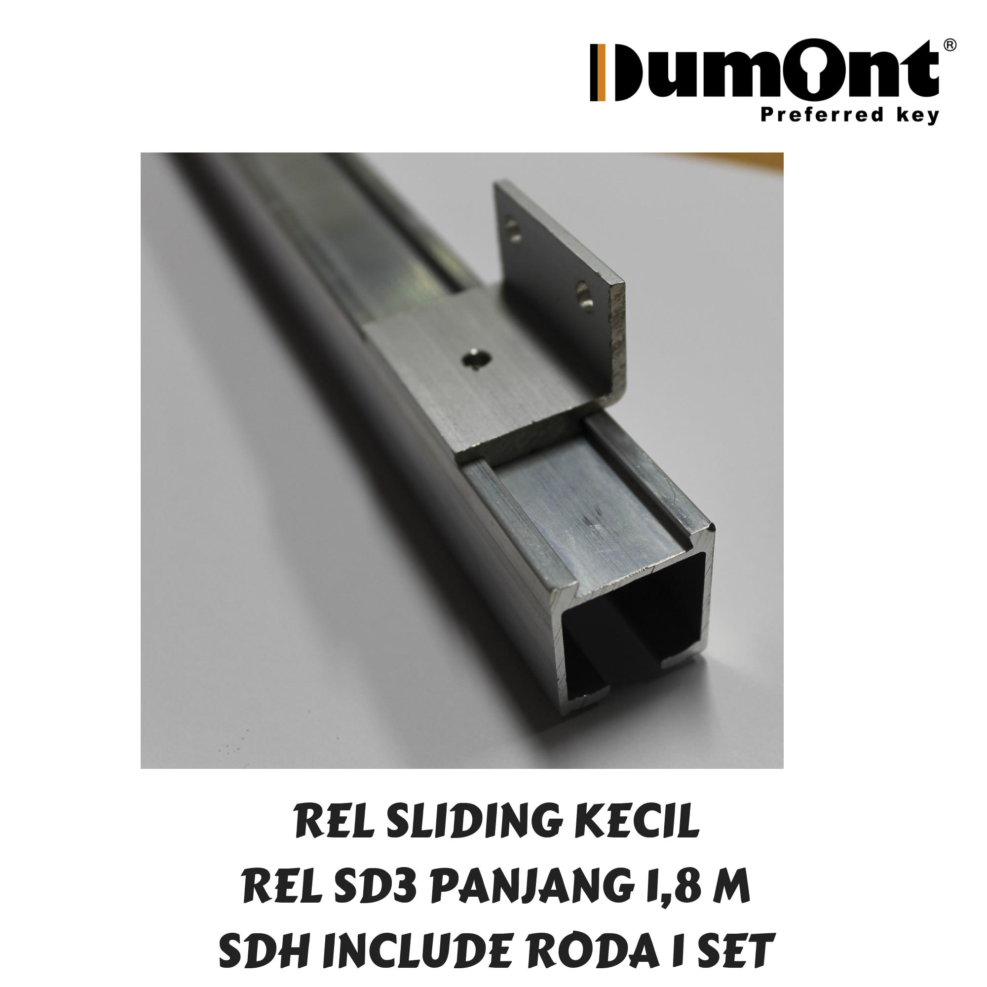 Dumont Rel Sliding Pintu Geser Panjang 1.8 M Kecil Set SD3 Include Roda Breket