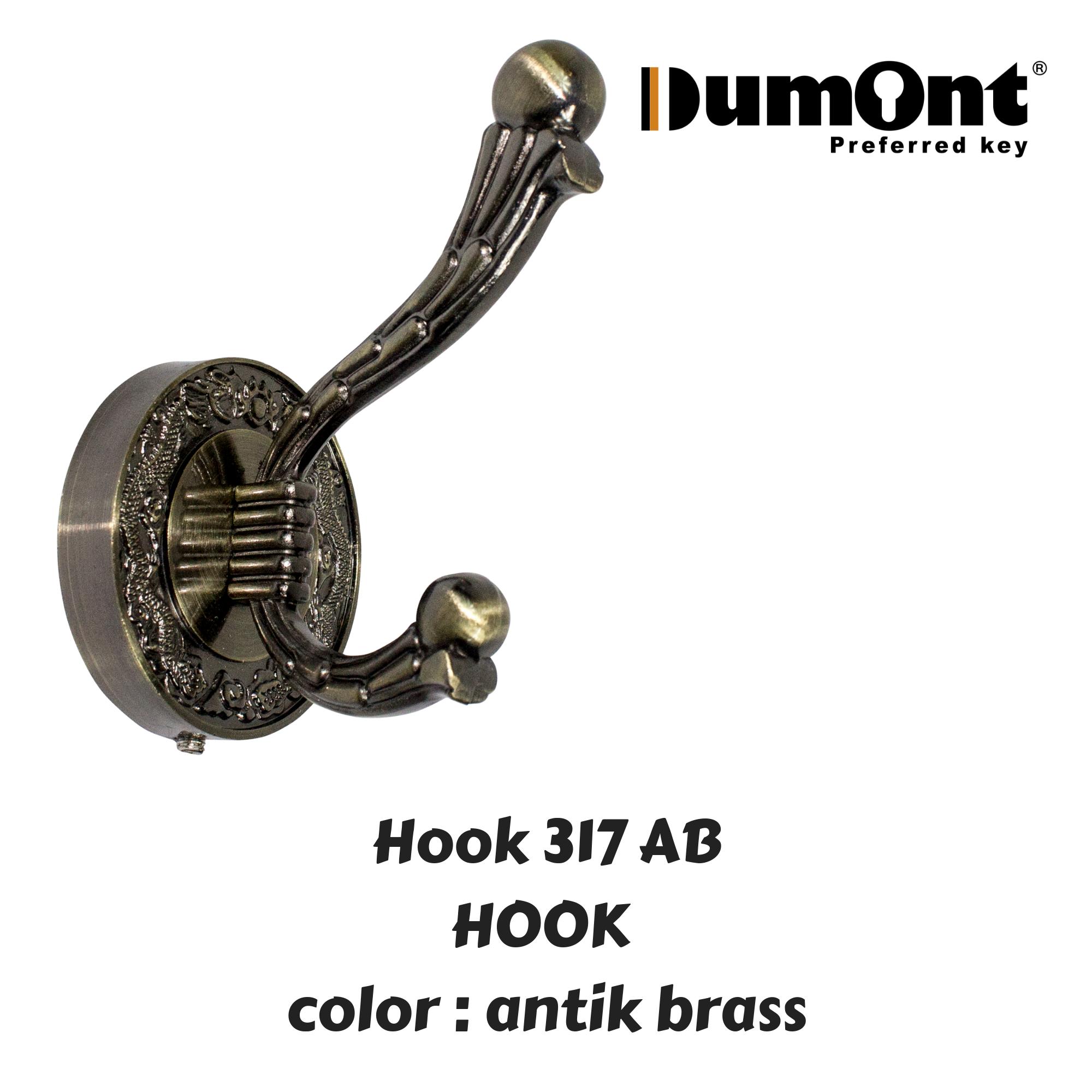 Dumont Hook Gantungan Baju Single 2 Gait Dumont Hook 317 AB Bahan Zinc Finish Warna Antik Brass