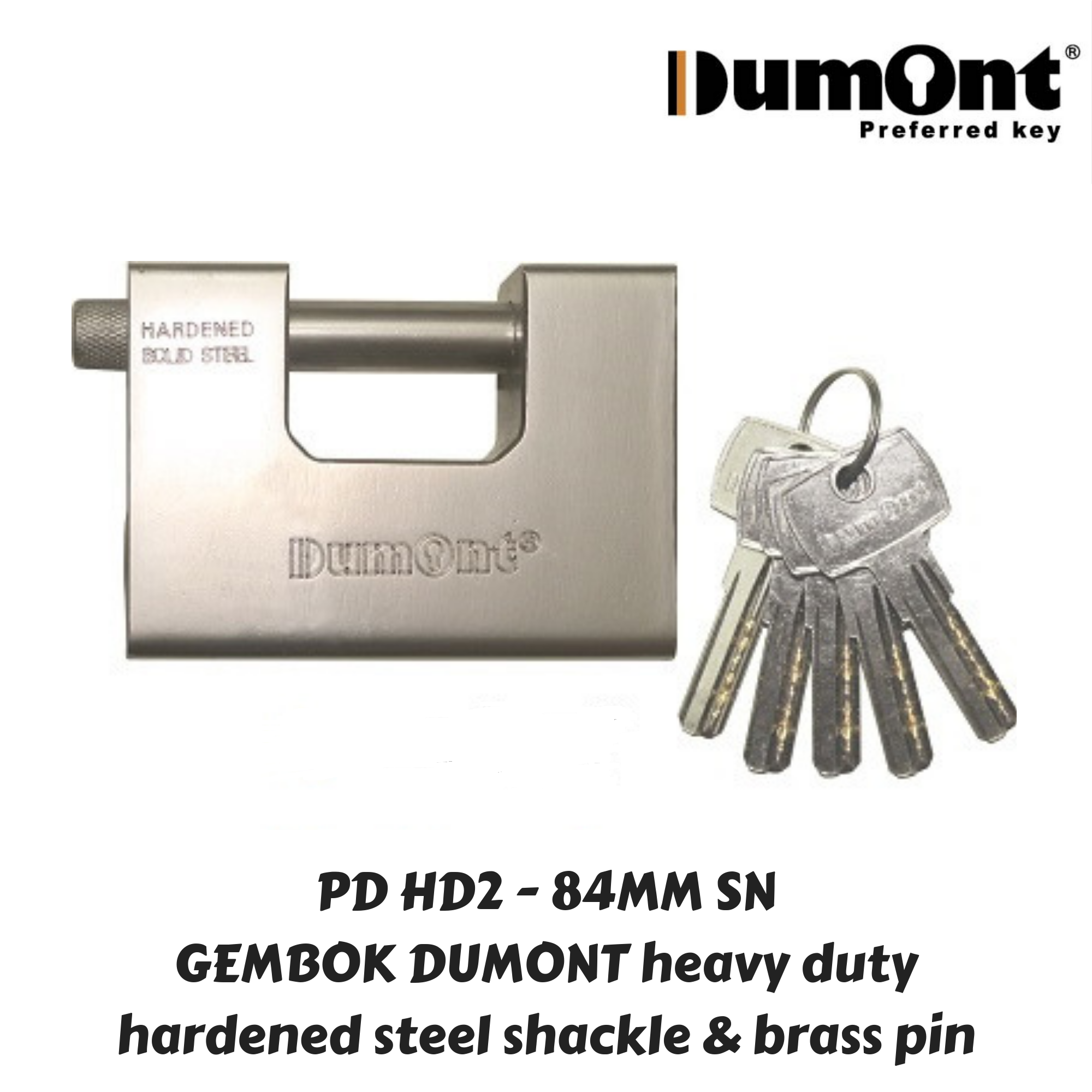 Dumont Gembok Heavy Duty Padlock PD HD2 84 MM SN brass