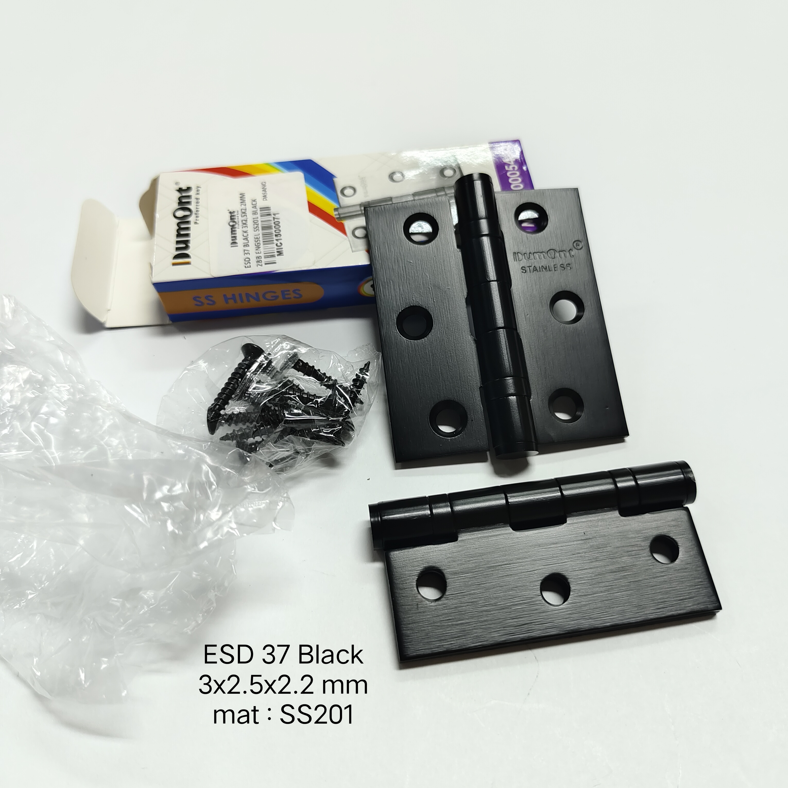 Dumont Engsel Jendela Stainless 3" x 2.5" x 2.2mm ESD37 2 Ball Bearing SUS201 Black finish