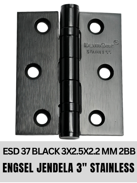 Dumont Engsel Jendela Stainless 3" x 2.5" x 2.2mm ESD37 2 Ball Bearing SUS201 Black finish