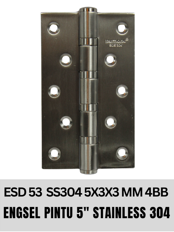 Dumont Engsel Pintu Stainless 5" x 3" x 3mm 4 Ball Bearing ESD53 Satin Finish untuk Pintu Berat hingga 60kg