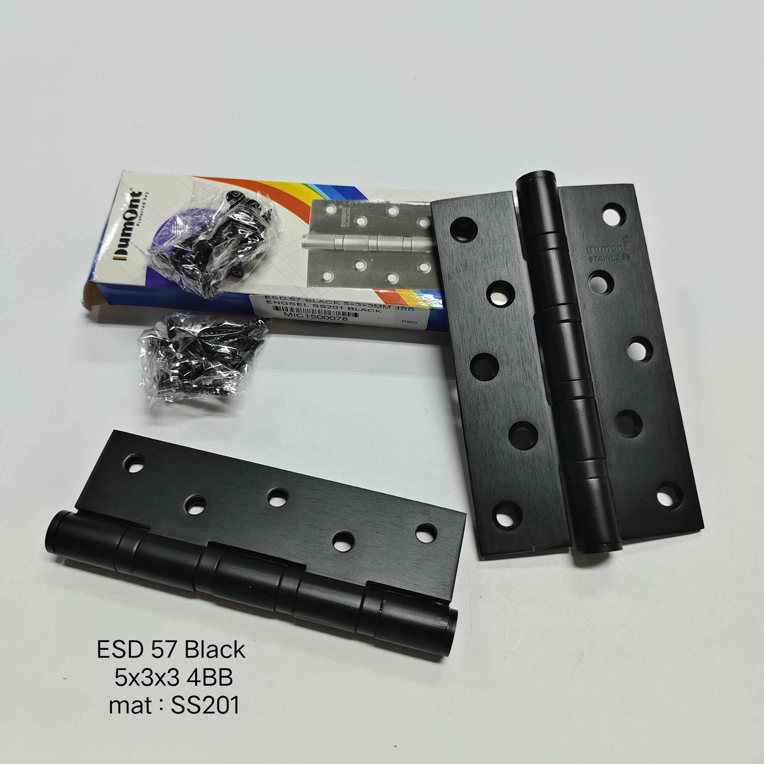 Dumont Engsel Pintu Stainless 5" x 3" x 3mm 4 Ball Bearing ESD57 MIC1500078 Finish Black untuk Pintu Berat hingga 60kg