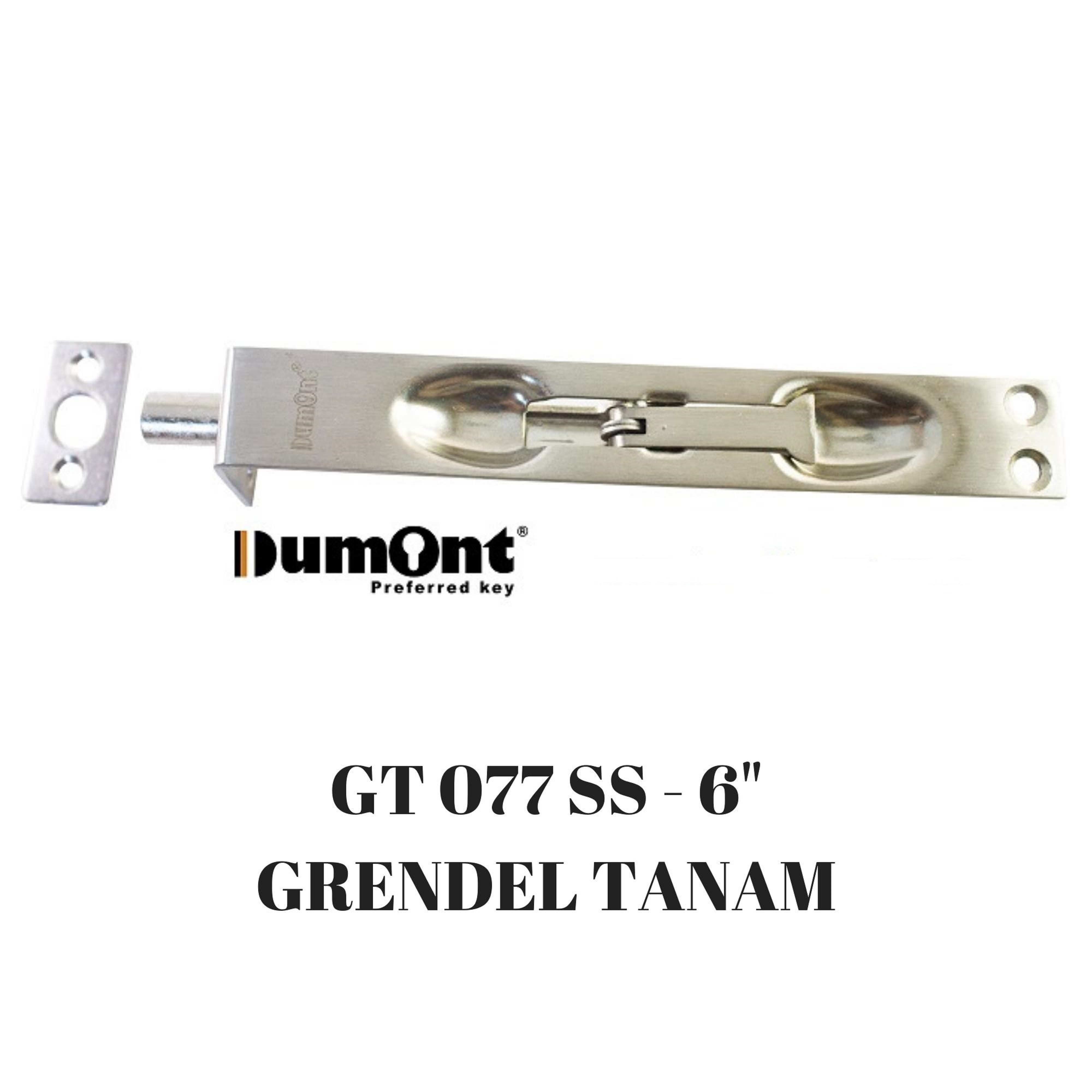 Dumont GT 077 SS - 6" Grendel Tanam Pintu Double Kayu Stainless Steel 6 Inci