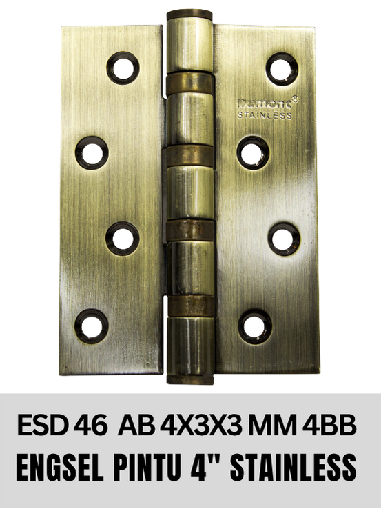 Dumont Engsel Pintu Stainless 4" x 3" 4BB Tebal 3 mm SS201 ESD46 AB Finish 4 Ball Bearing per Pasang