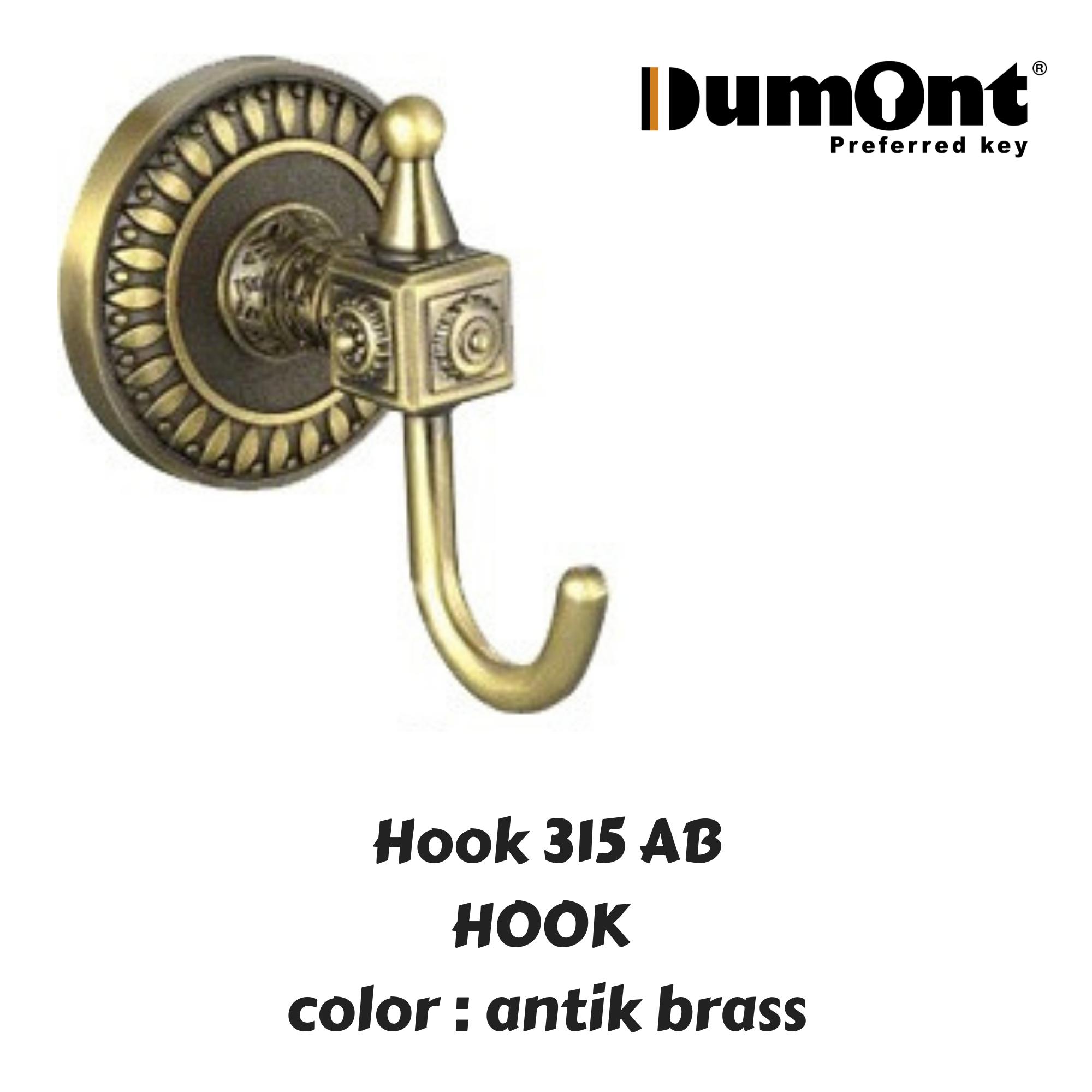 Dumont Hook Gantungan Baju Single 315 AB Warna Antik Brass Bahan Zinc
