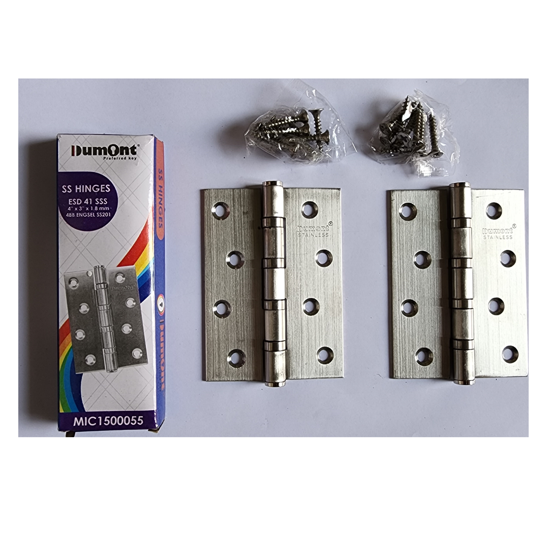 Dumont Engsel Pintu Stainless 4" x 3" 4 Ball Bearing ESD41 SSS Satin Finish Cocok untuk Pintu Rumah & Alumunium Hingga 60kg