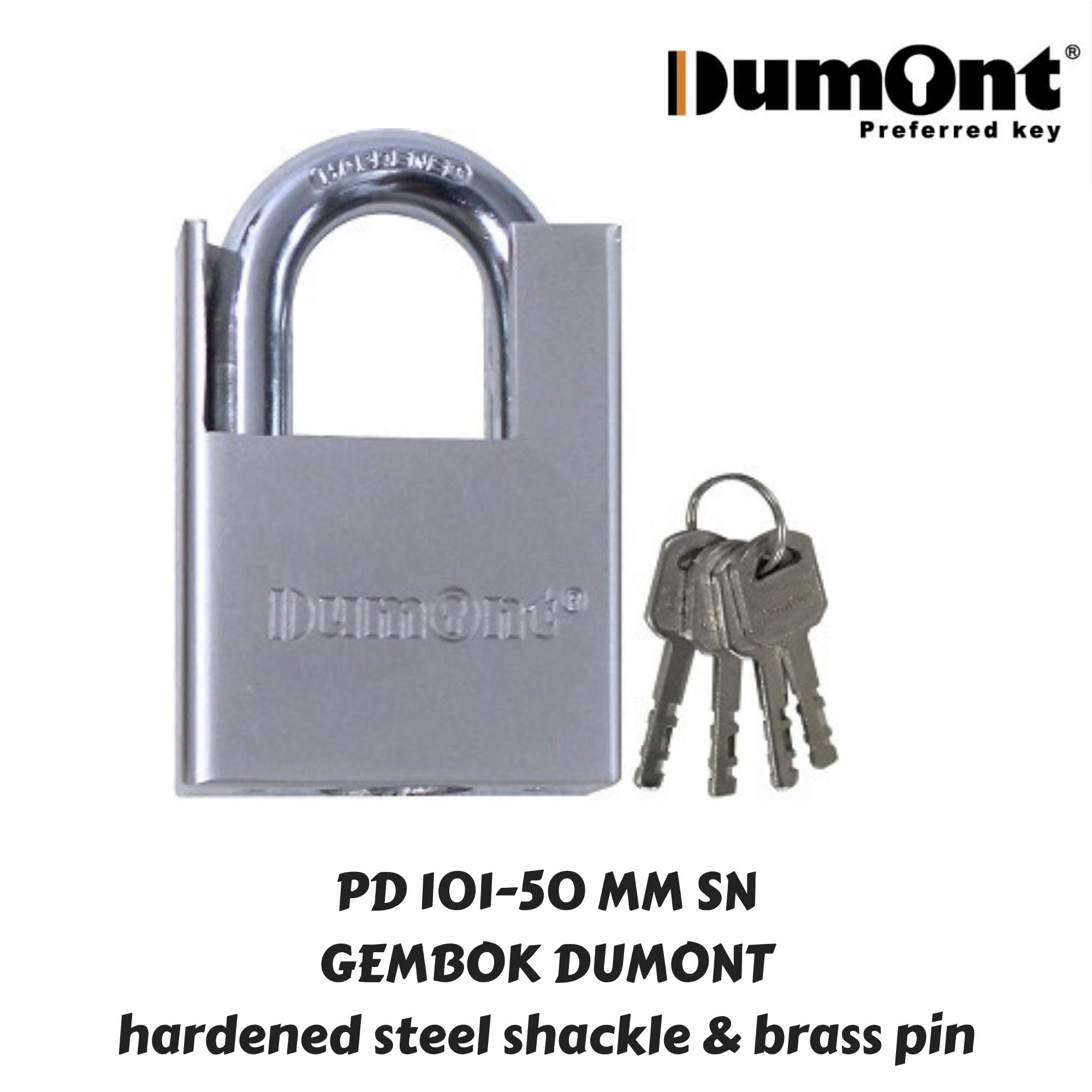 Dumont Gembok Security Padlock PD 101-50 MM SN Lebar Body 50 mm Bahan Zinc & Brass Pin Pengamanan Tinggi
