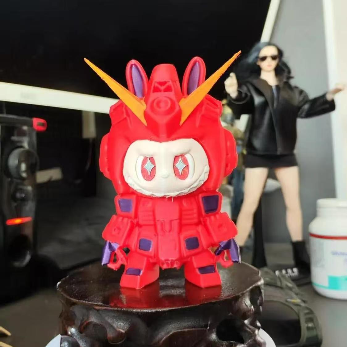3D Printed Gundam LABUBU Creative Toy Desktop Ornament 11cm