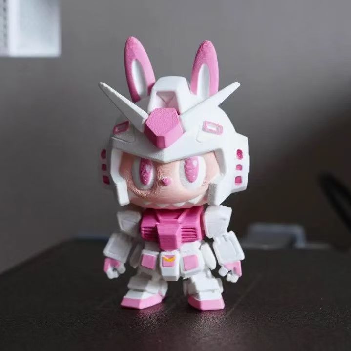 3D Printed Gundam LABUBU Creative Toy Desktop Ornament 11cm
