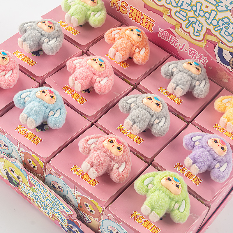 Cute Rabbit Flocked Labubu Blind Box Toy