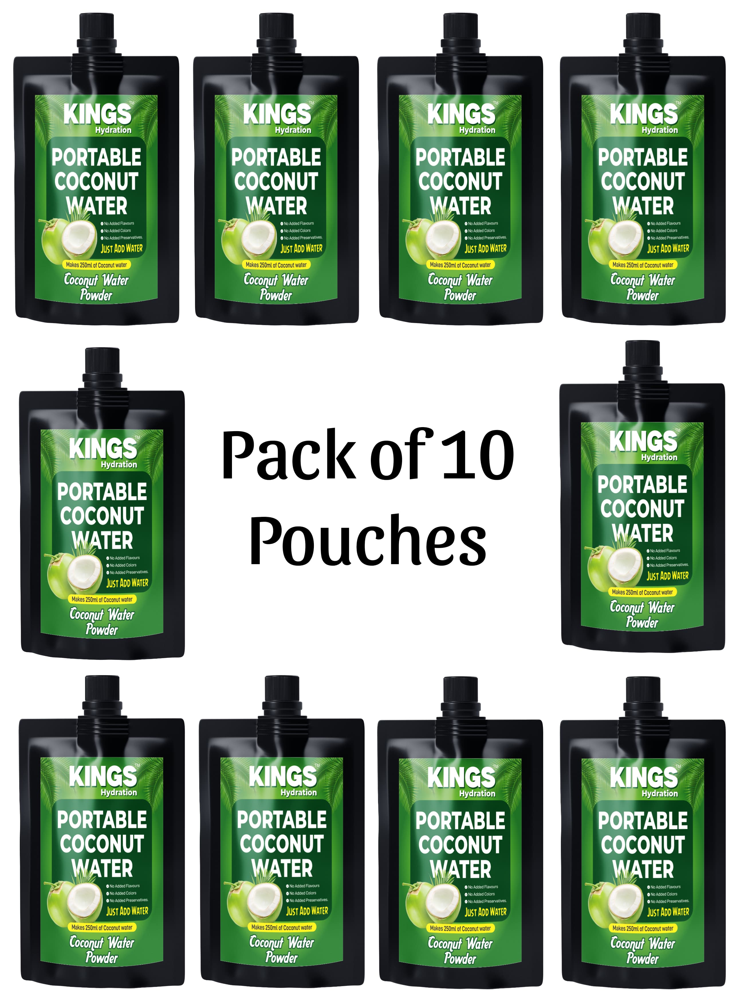Kings Hydration Portable Coconut Water (Pack of 10)