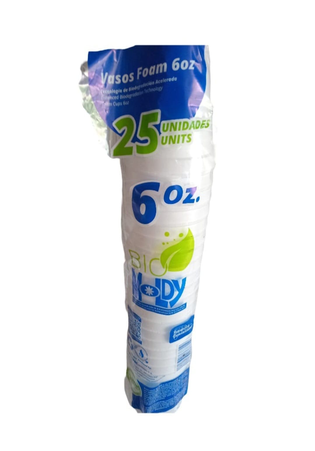 VASOS FOAM  6 ONZAS 25 UNIDADES