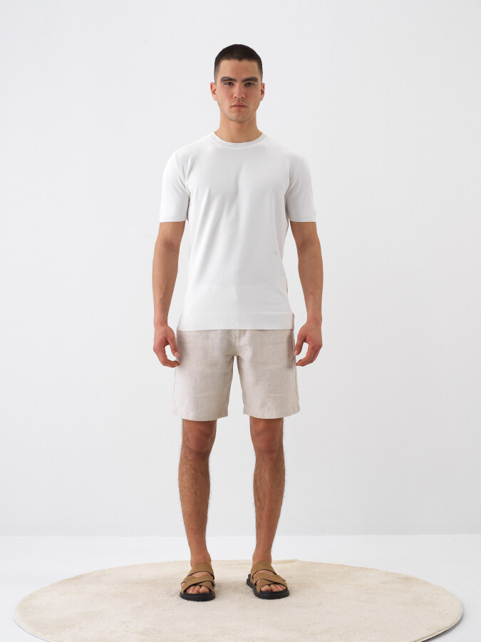 Natural Regular Fit Linen Shorts