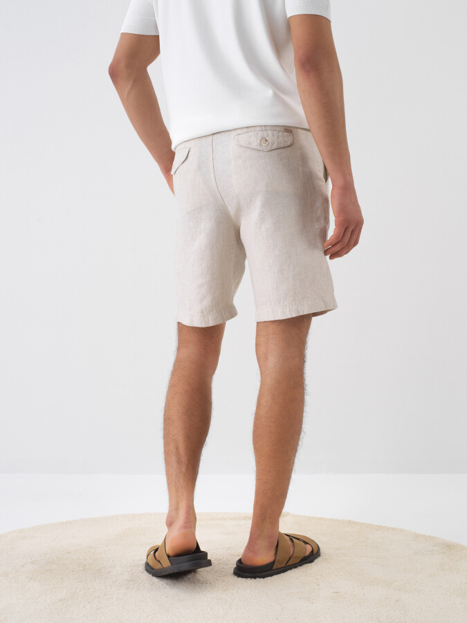 Natural Regular Fit Linen Shorts