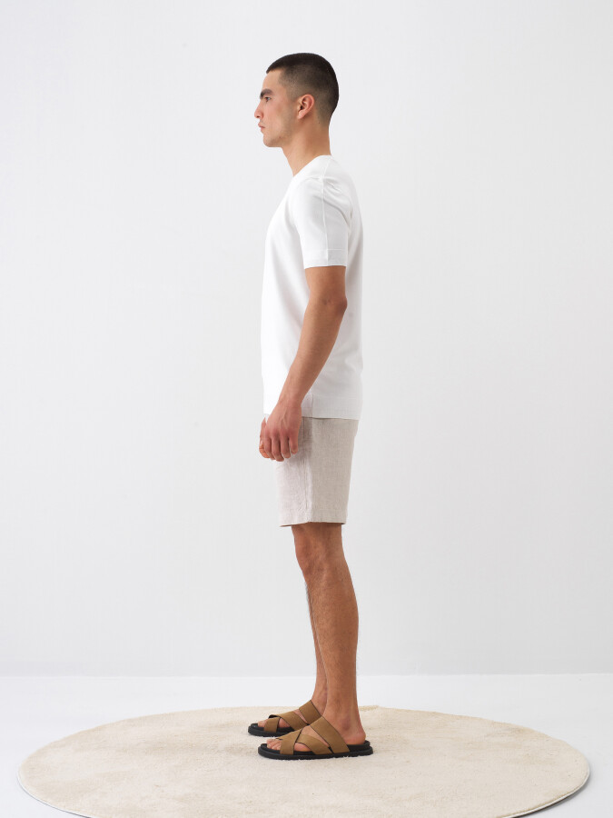 Natural Regular Fit Linen Shorts