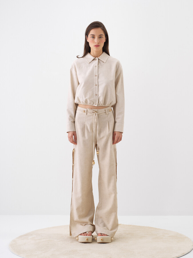 Natural Oversize Linen Trousers