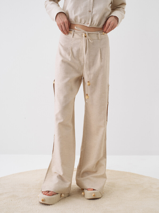Natural Oversize Linen Trousers