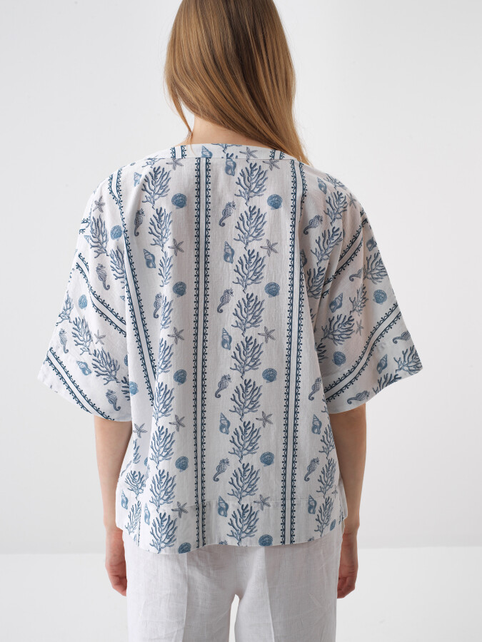 Oversize Linen Blouse - White | I.F.S | 751131