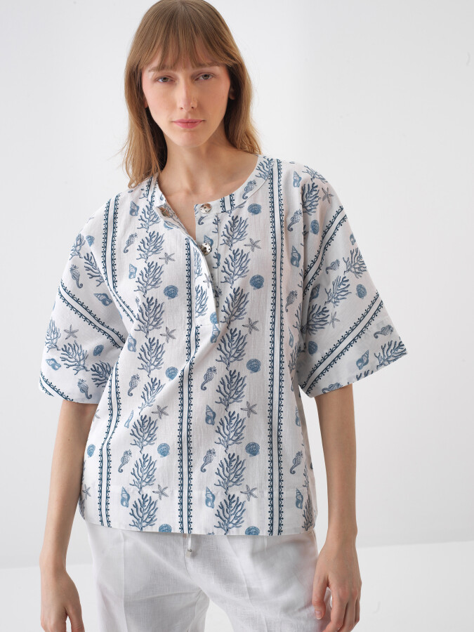 Oversize Linen Blouse - White | I.F.S | 751131