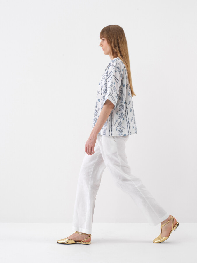 Oversize Linen Blouse - White | I.F.S | 751131