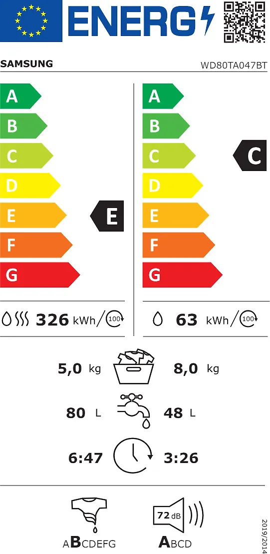 Uusi Kuivaava pesukone Samsung 8/5kg