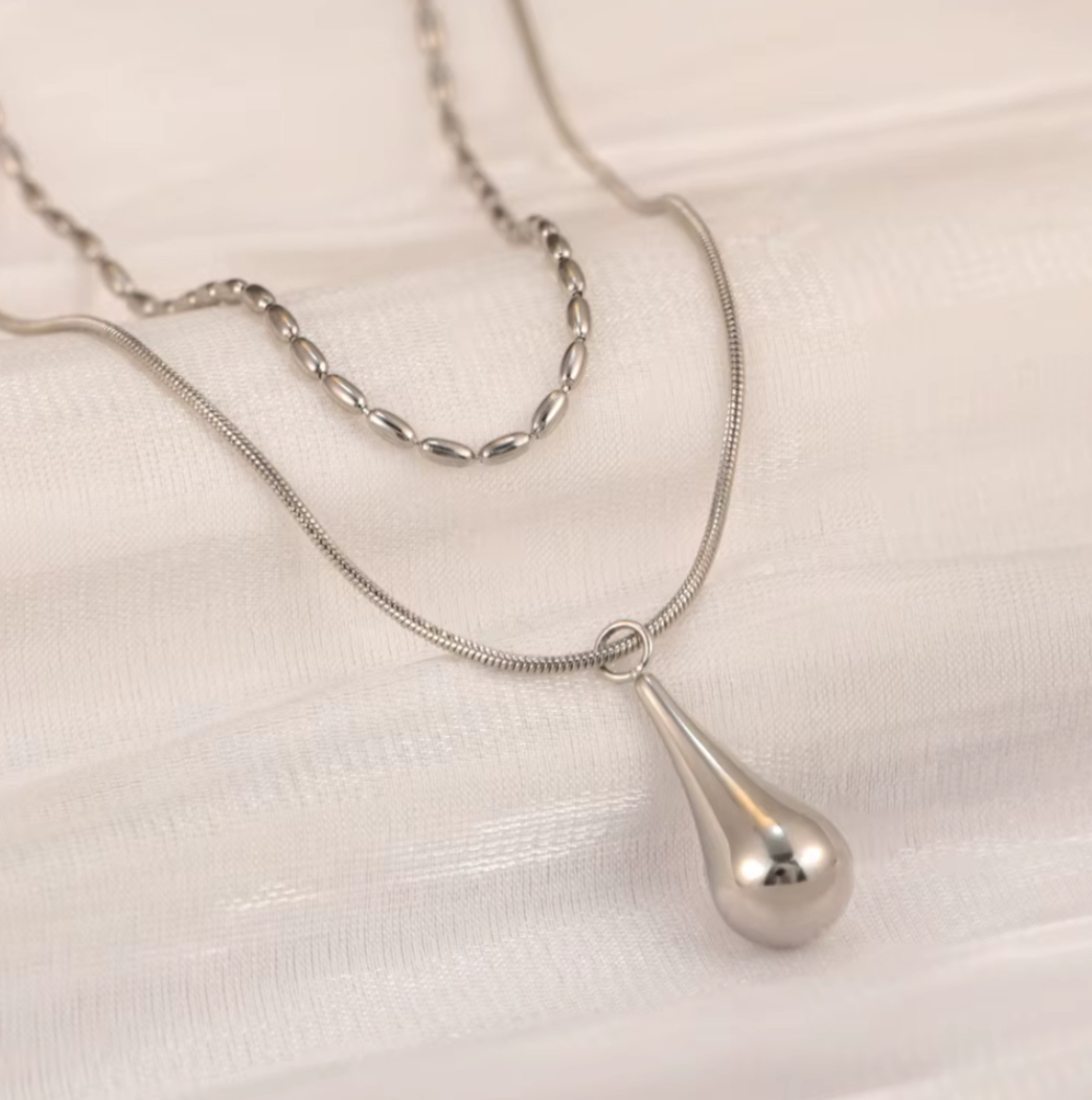 COLLAR DOUBLE BOTTEGA SILVER 