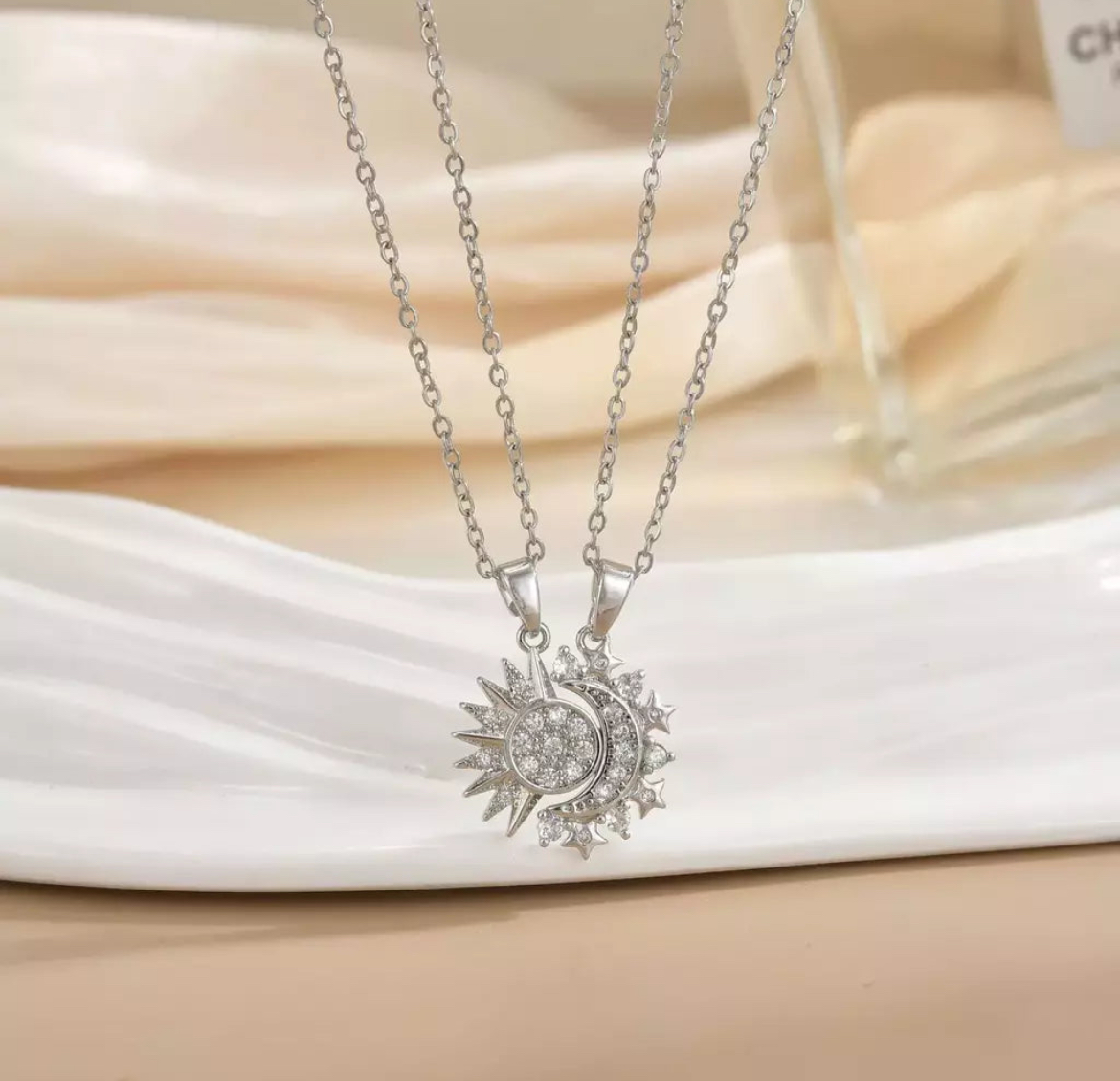 COLLARES THE MOON AND SUN SHINY SILVER