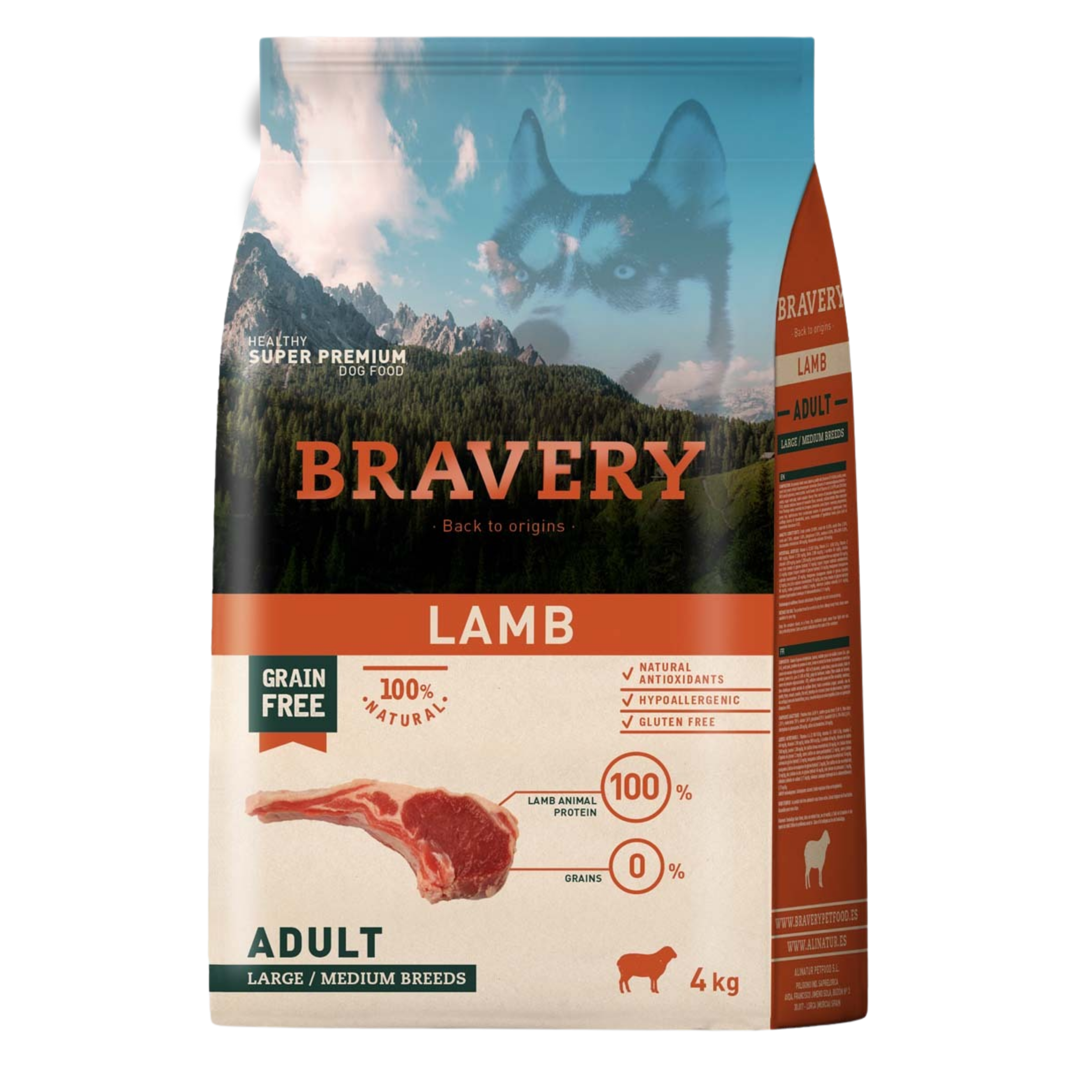 Bravery Perro Adulto Cordero Razas Medianas y Grandes 4 kg