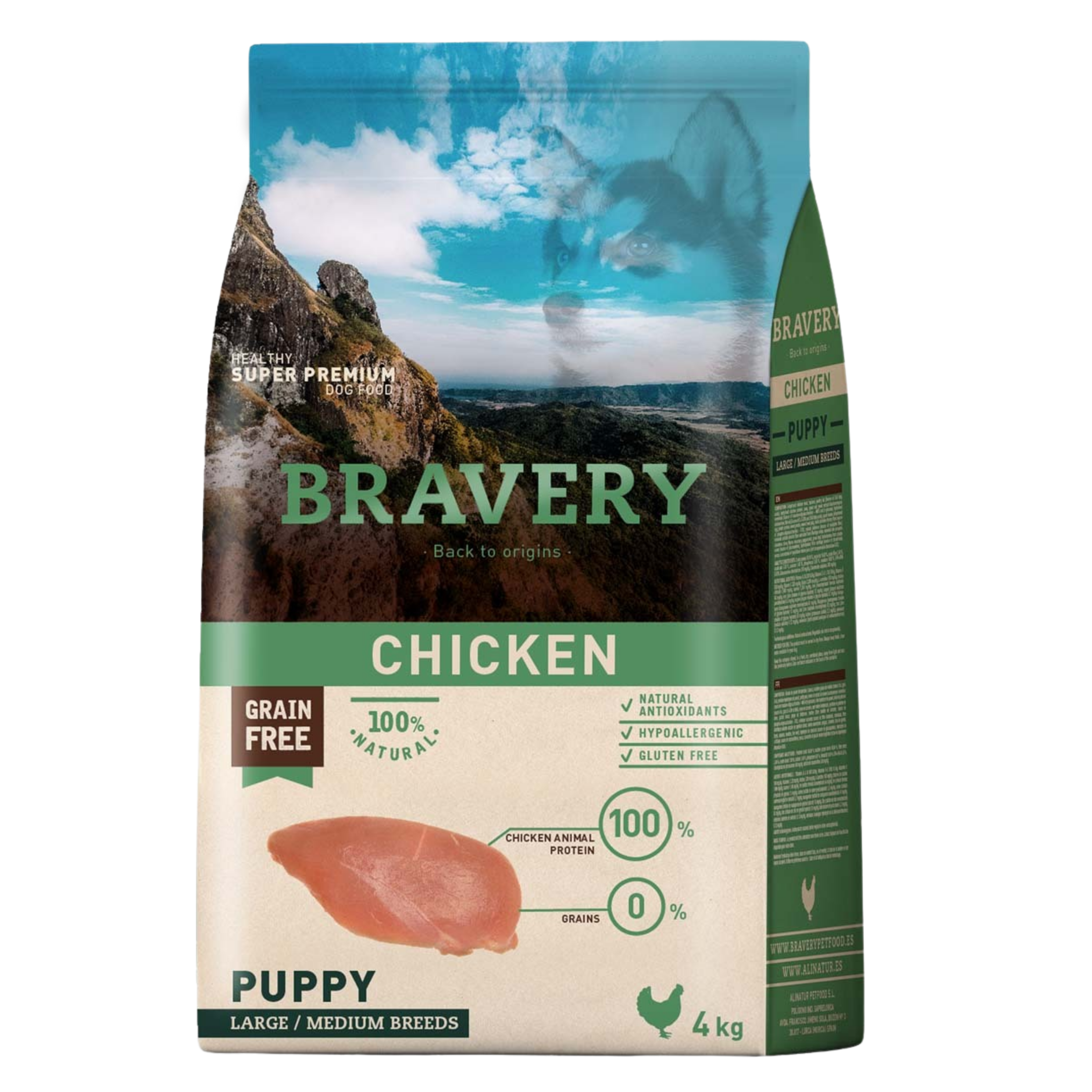 Bravery Perro Puppy Pollo Razas Medianas y Grandes 4 kg