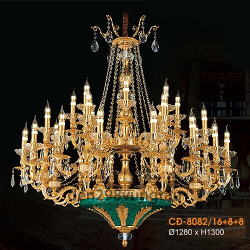 Đèn chùm nến đồng tân cổ điển 8082 - 32 ngọn
