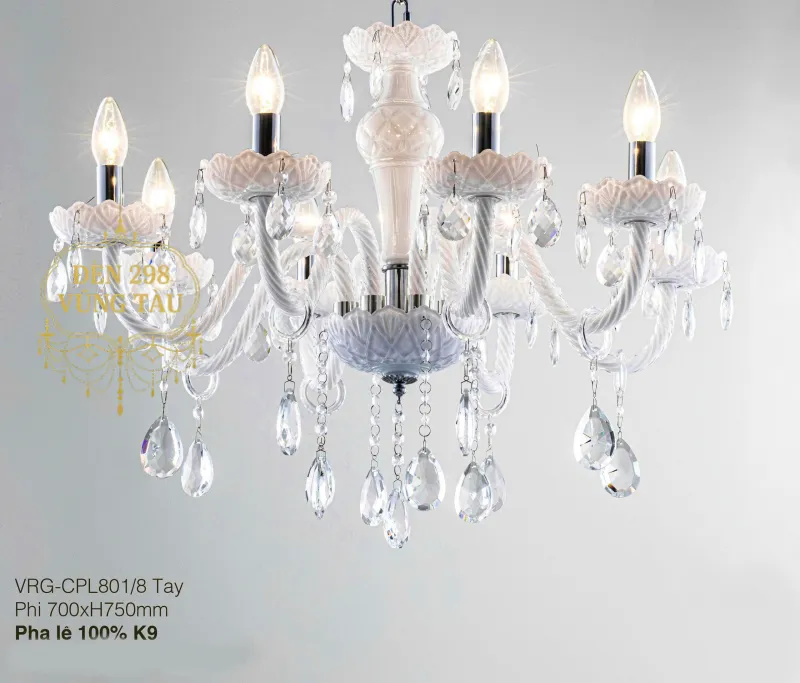Đèn Chùm Nến Pha lê 8 tay