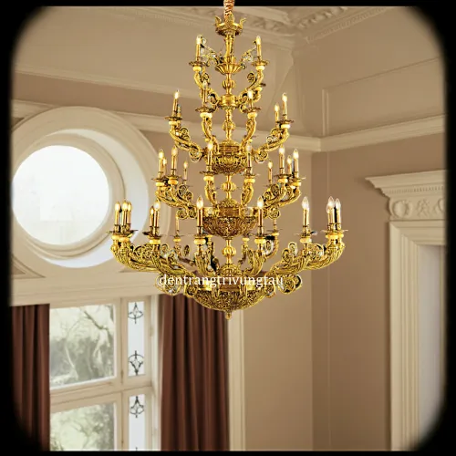 Đèn chùm nến đồng cổ điển