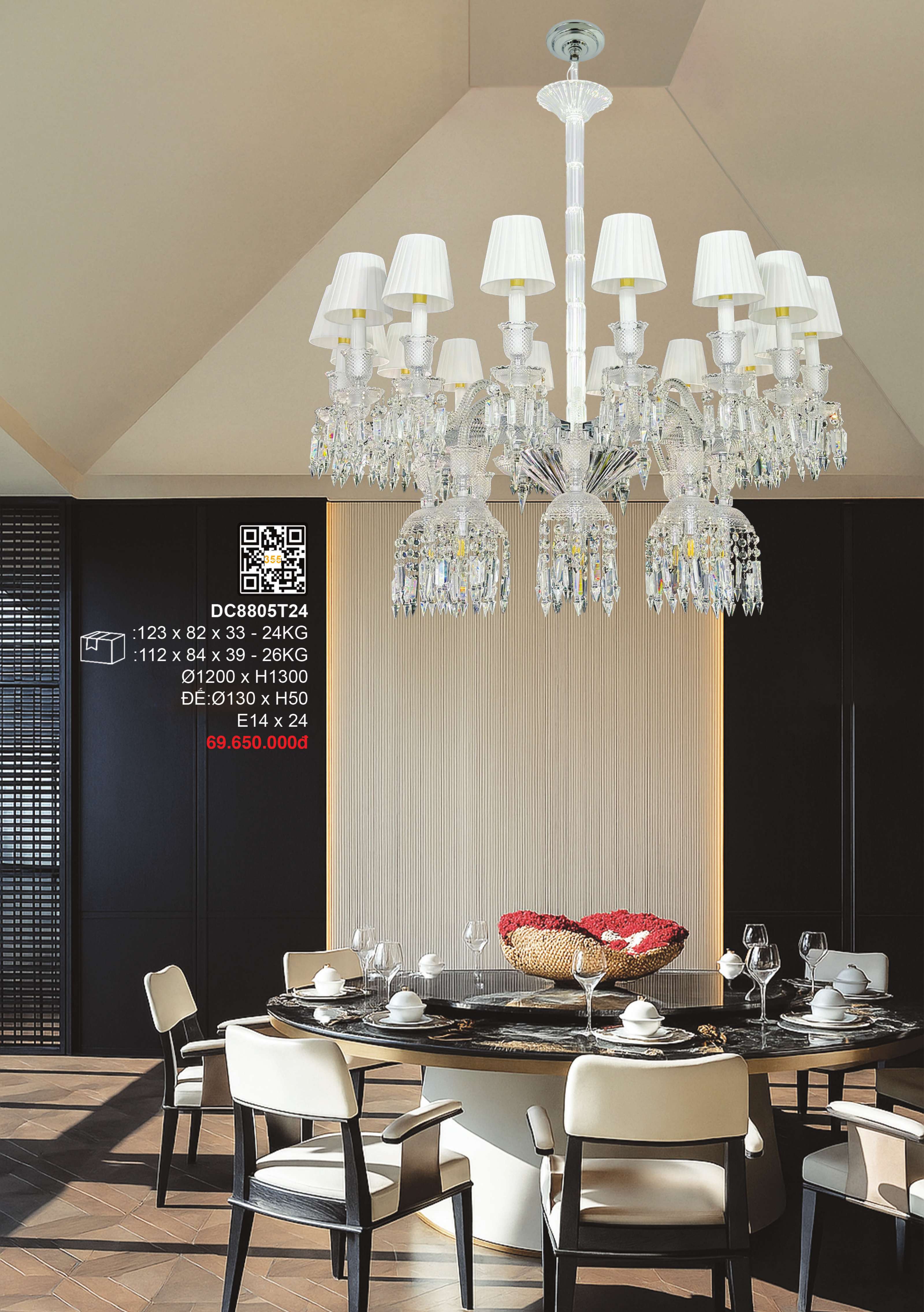 Đèn chùm thủy tinh hiện đại