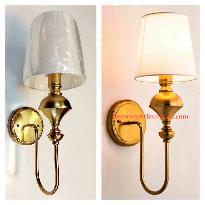 Đèn tường mạ màu đồng cổ chụp vải 1807