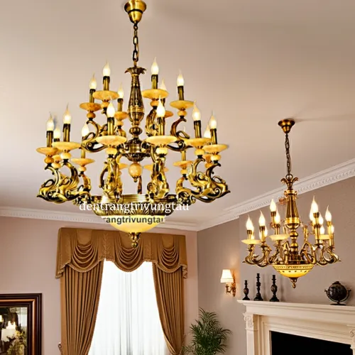 Đèn chùm nến đồng tân cổ điển