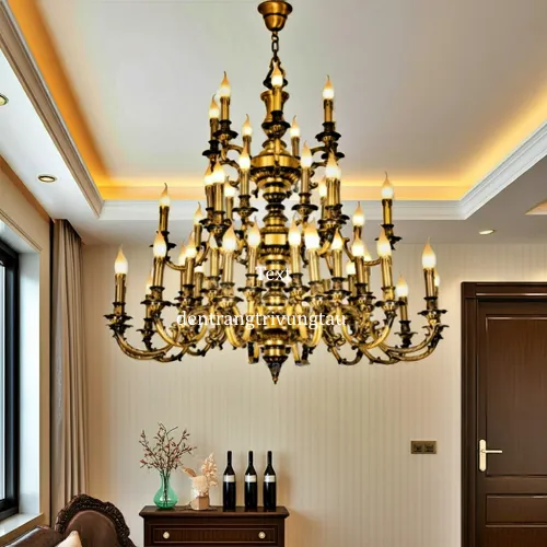Đèn chùm nến đồng tân cổ điển