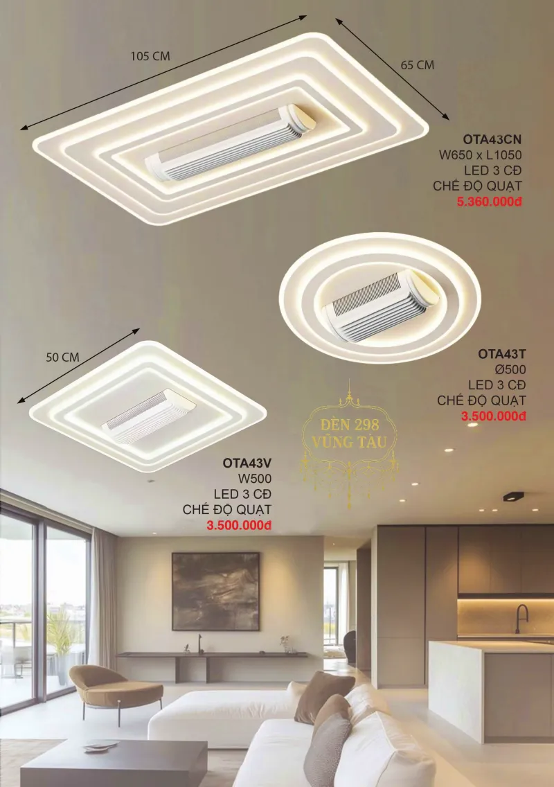 Đèn Quạt LED Trần Hiện Đại 43