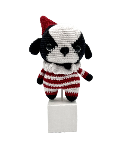 Handmade Crochet Clown Dog Plush