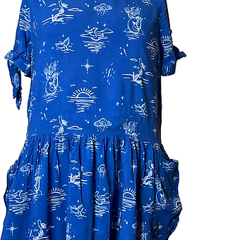 Gymboree - Blue and White Shirt Sleeves Dress (size 4)