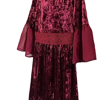 My Michelle Girls-Burgundy Dress with Bell sleeves(Size 10)