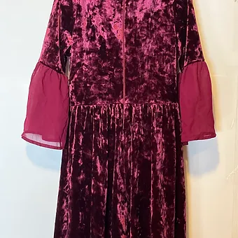 My Michelle Girls-Burgundy Dress with Bell sleeves(Size 10)