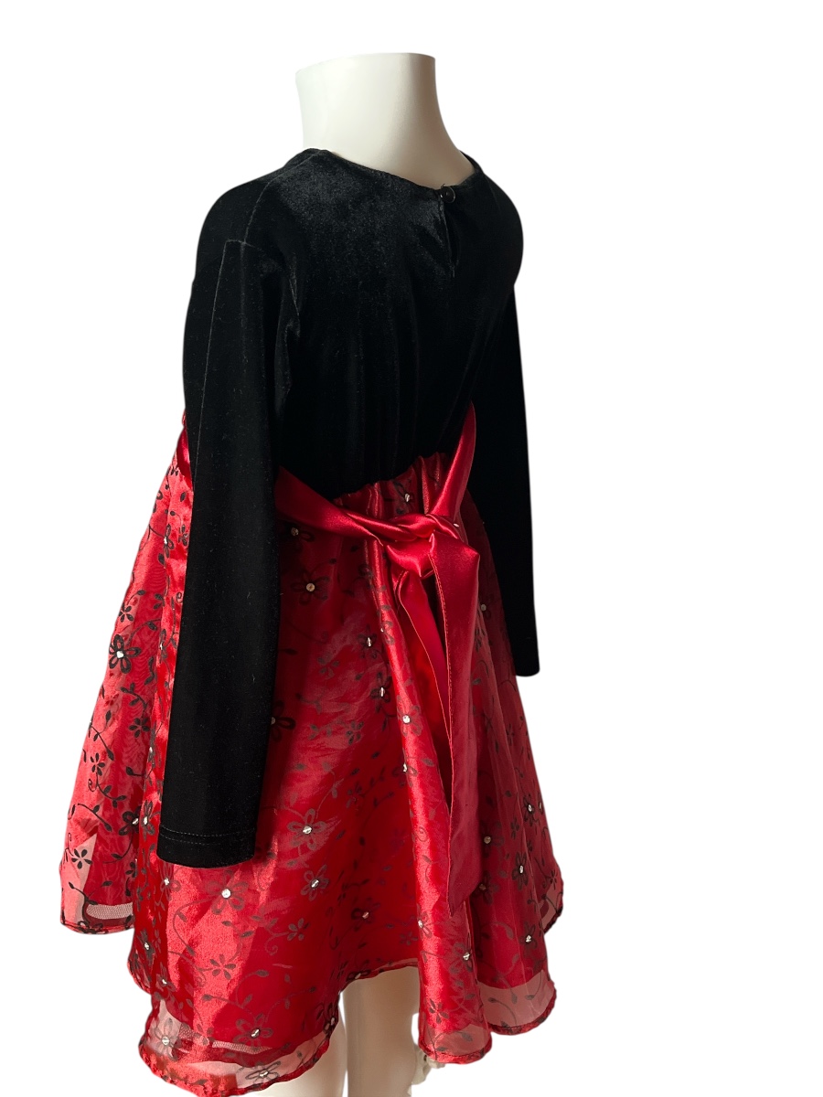 Girls' Elegant Red and Black Party Dress( size 5)