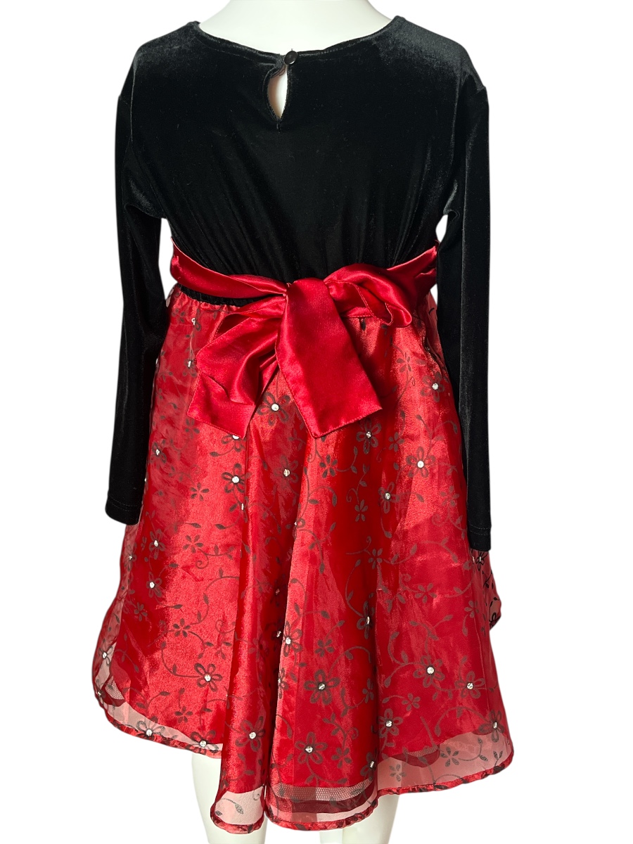Girls' Elegant Red and Black Party Dress( size 5)