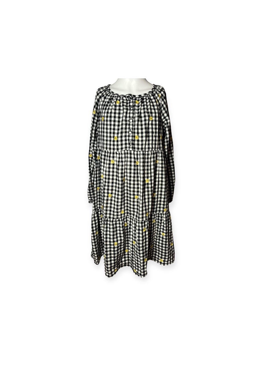 Black and White Gingham Long Sleeves Dress (size 10-12)