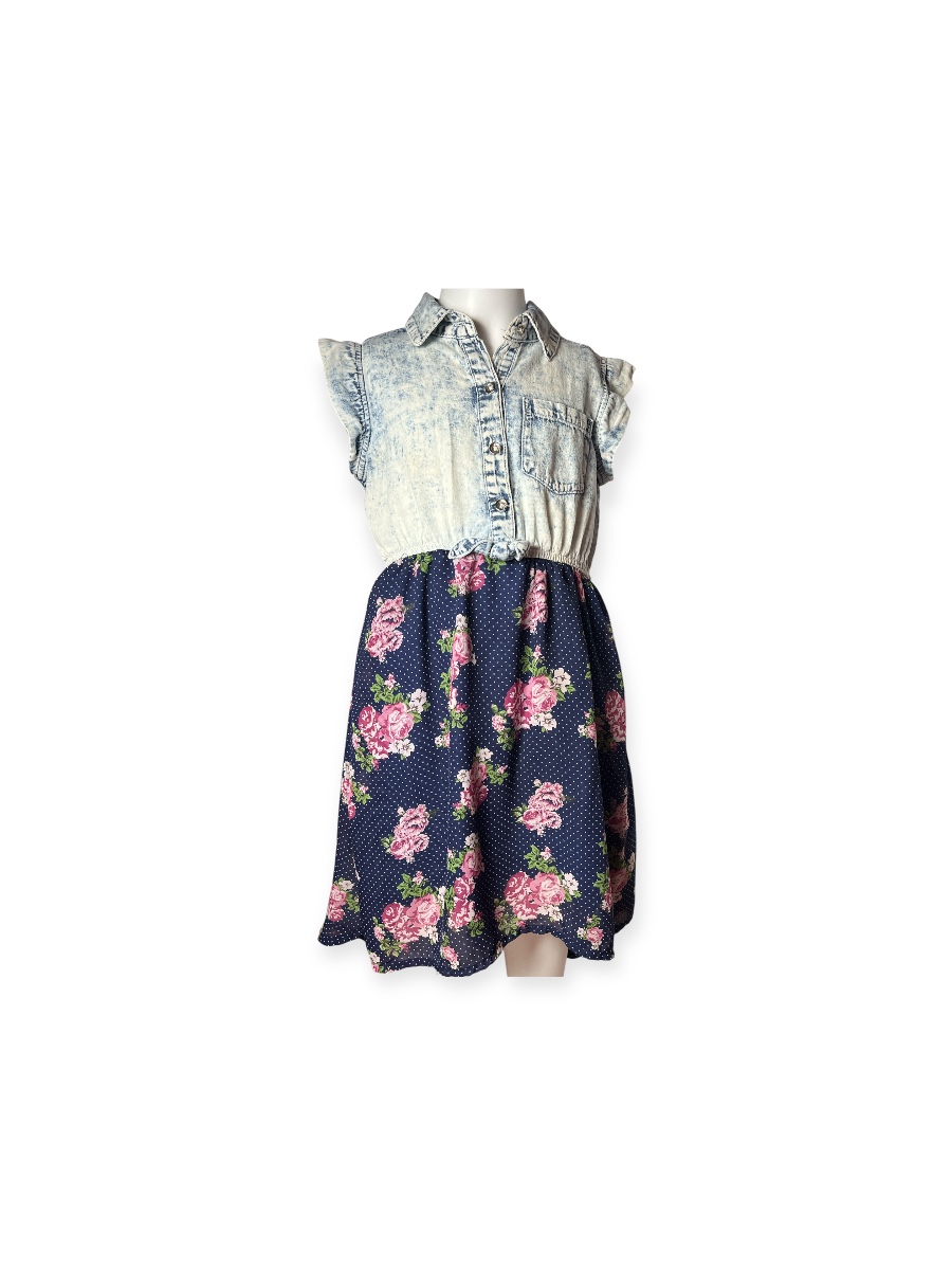 Girls' Denim and Floral Dress (size 14-16)