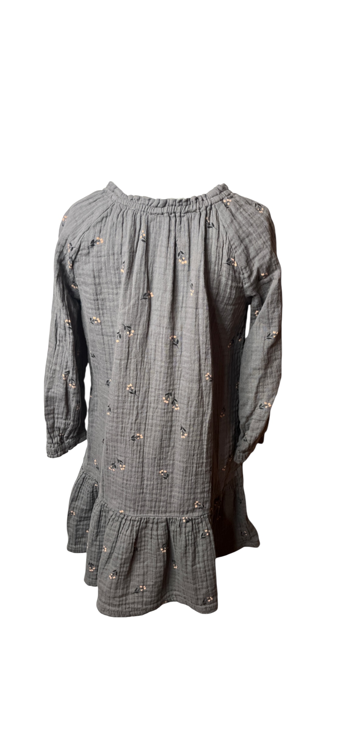 Charcoal Floral Long Sleeve Dress(size 6)