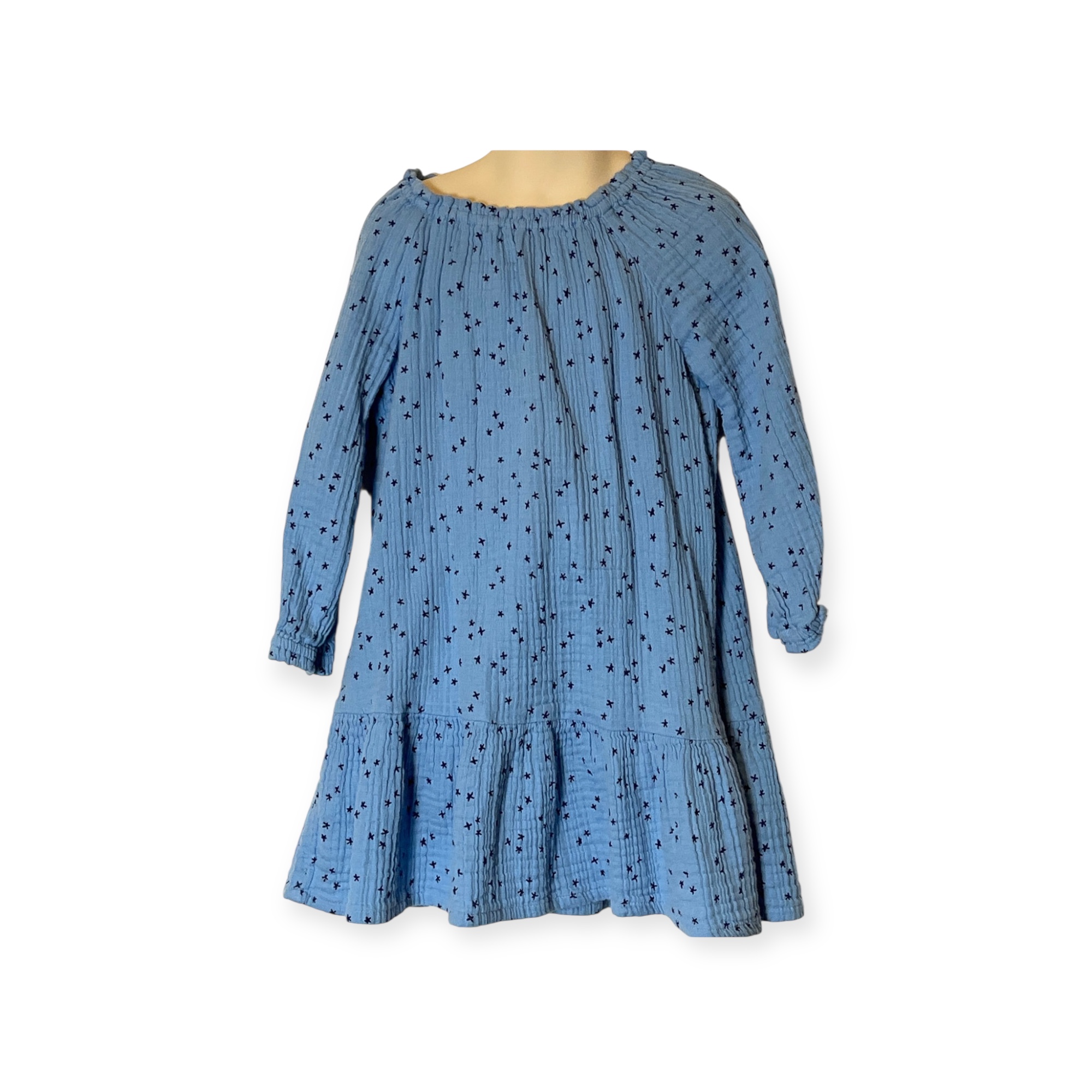 Blue Long-Sleeve Girls' Dress (size 6)